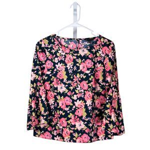 Brooks Brothers Women's Blouse Floral Bell Sleeve Colorful Spring Preppy Top 4